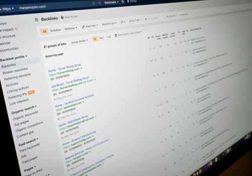 List of backlinks on a computer screen.