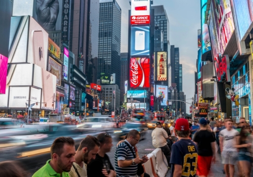 Crowd of people in Times Square
