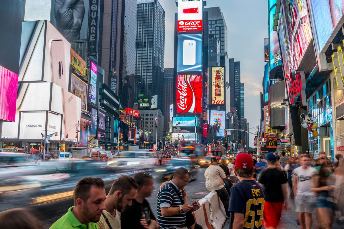 Crowd of people in Times Square