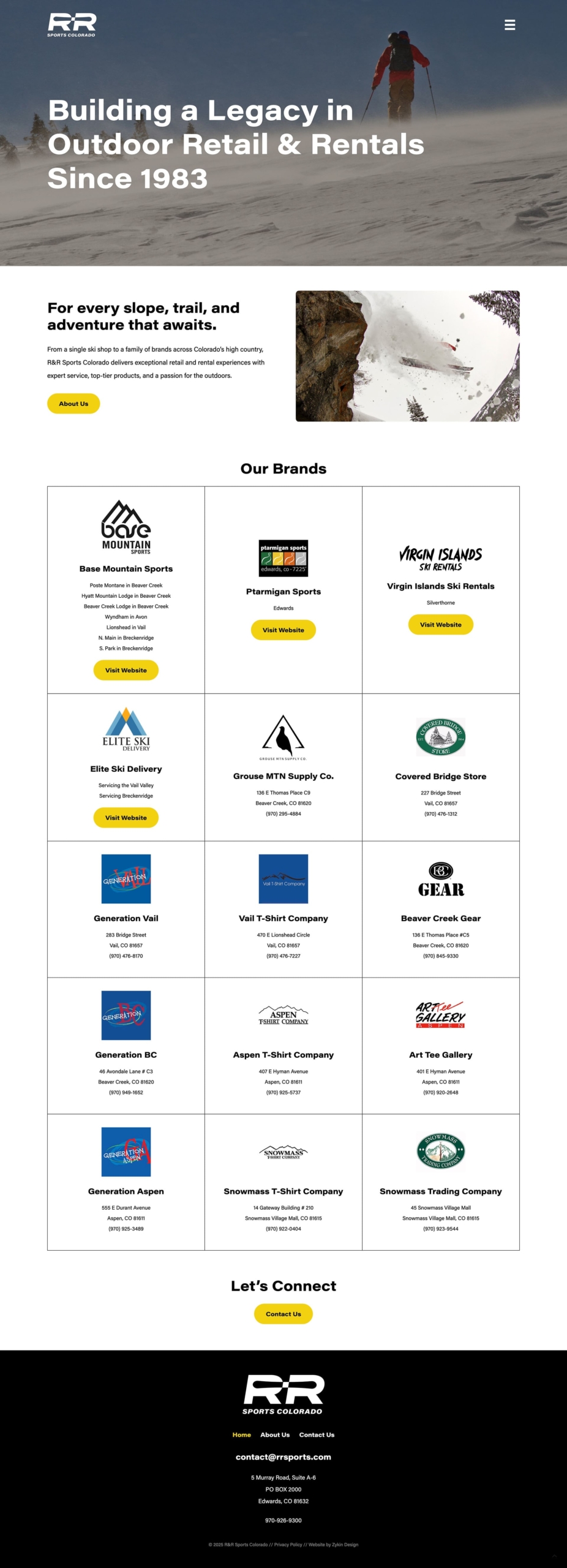 R&R Sports Colorado Website Homepage