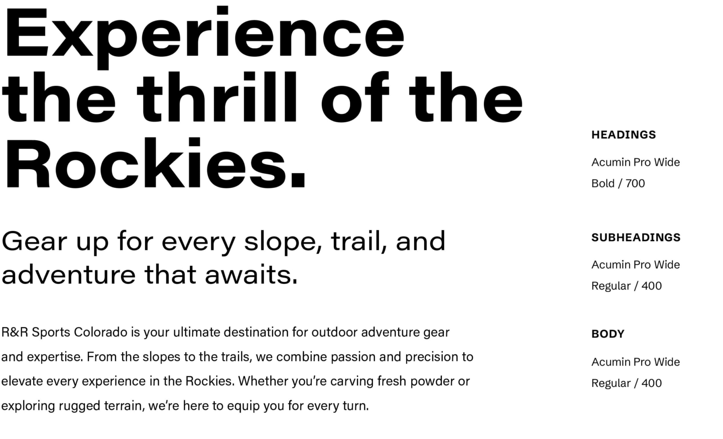 R&R Sports Colorado Typography System