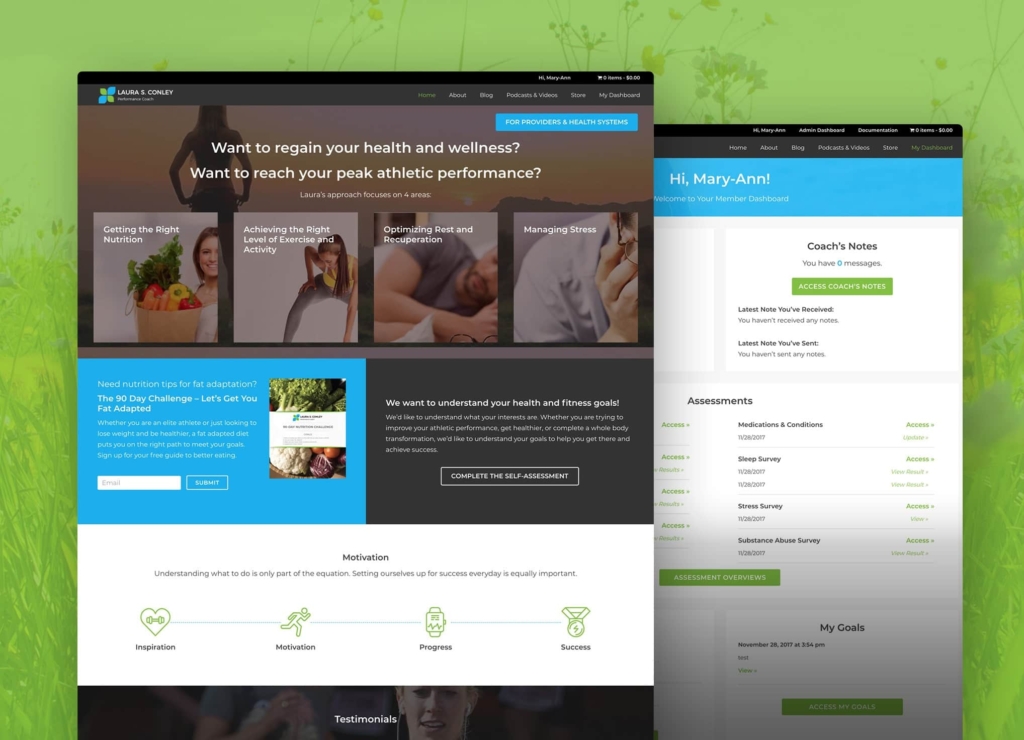 Wellness Coaching Portal Website screenshots