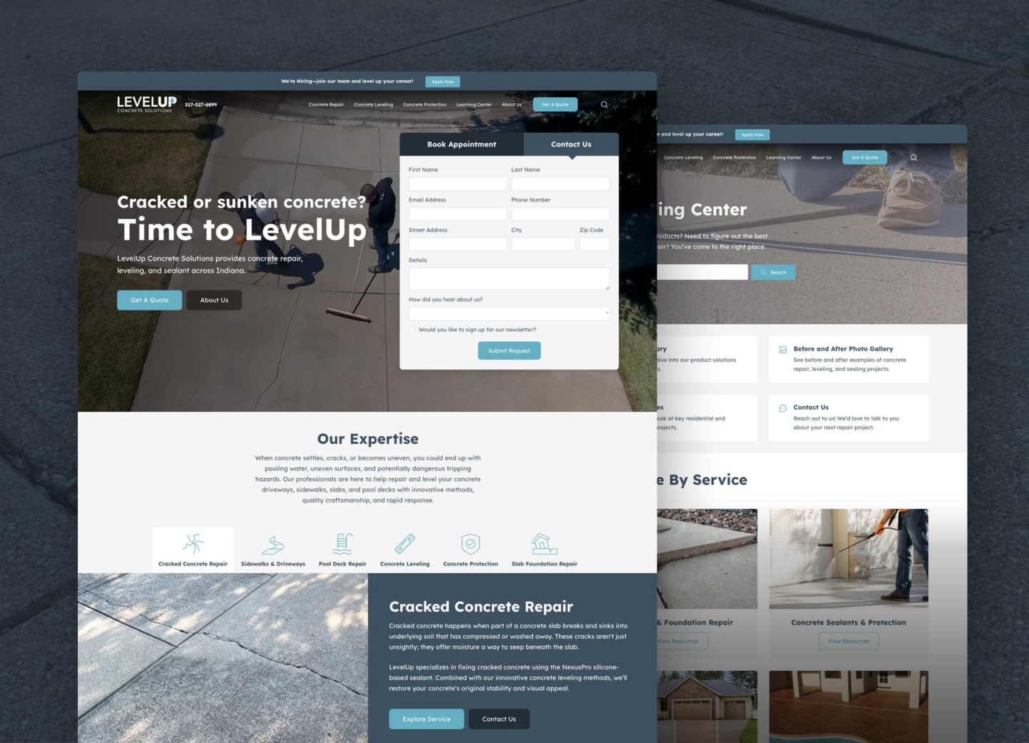 Level Up website screenshots