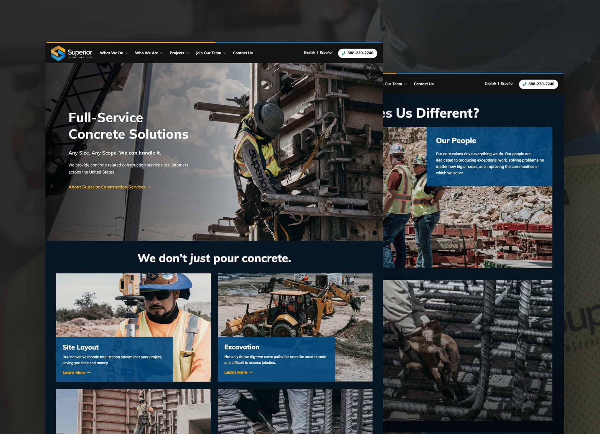 Superior Construction Services Website screenshots