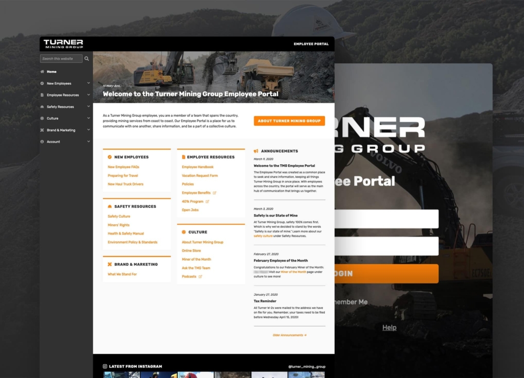 Turner Mining Group Website - Employee Portal screenshots