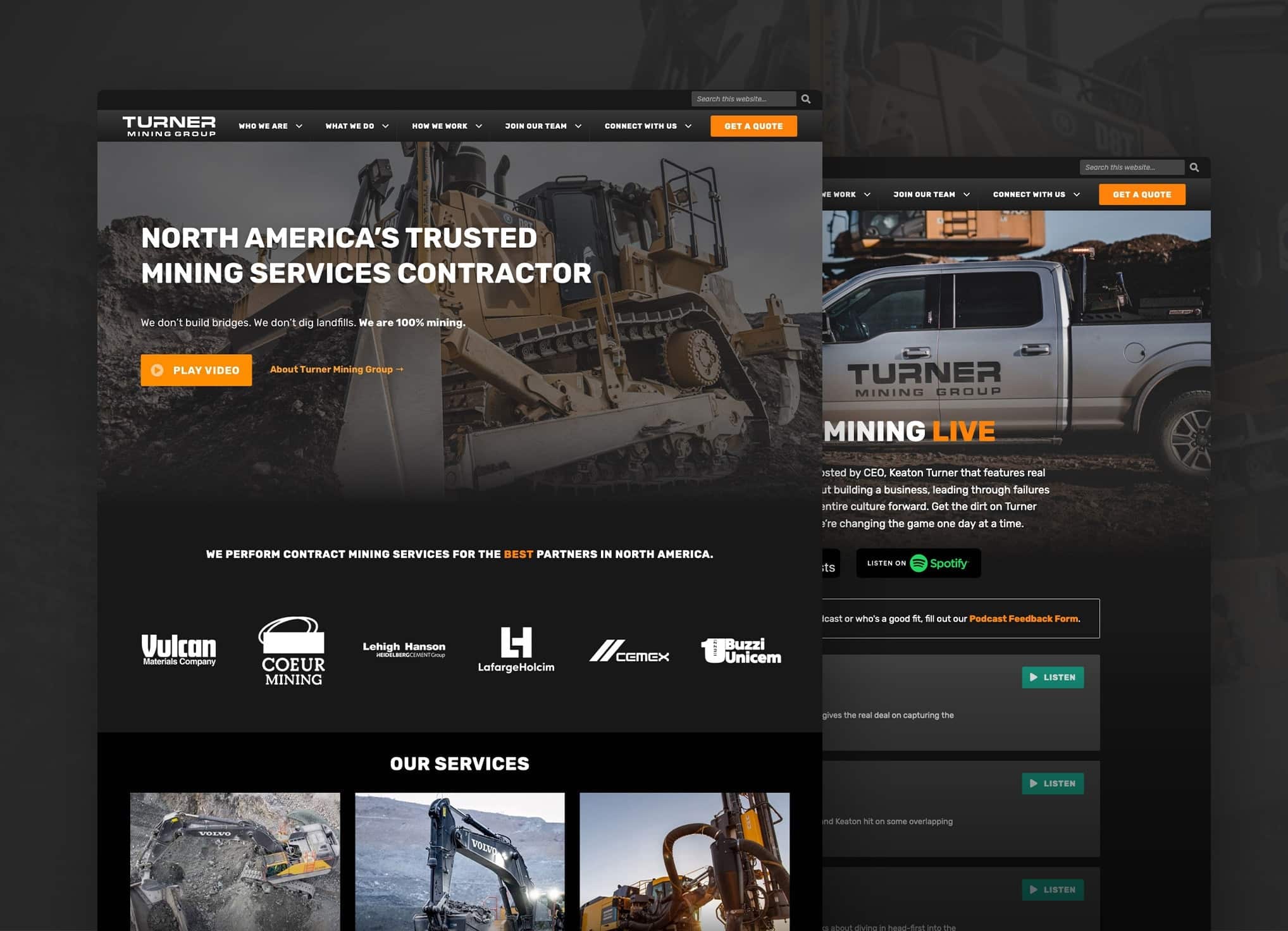 Turner Mining Group Website screenshots