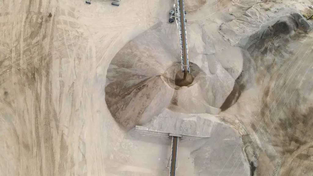An aerial view of a construction site with aggregate crushing plant.