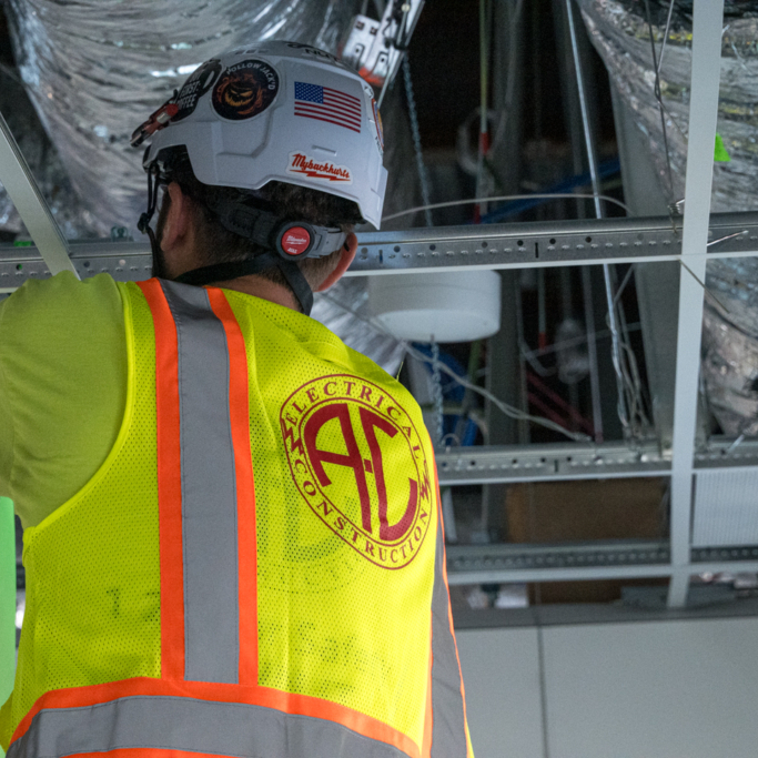 Construction worker working with electrical