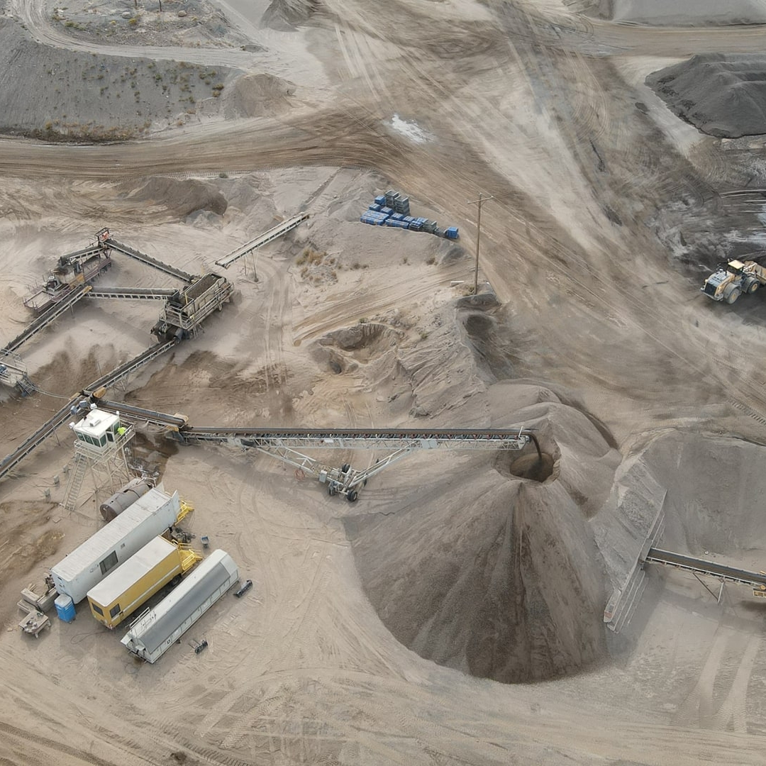 Aerial view of aggregate processing site